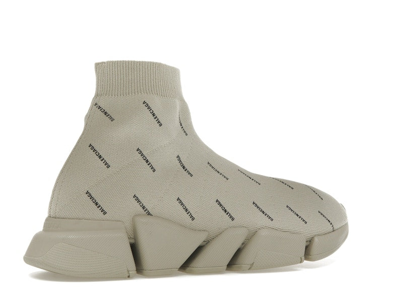 Balenciaga All Over Logo Speed 2.0 Beige