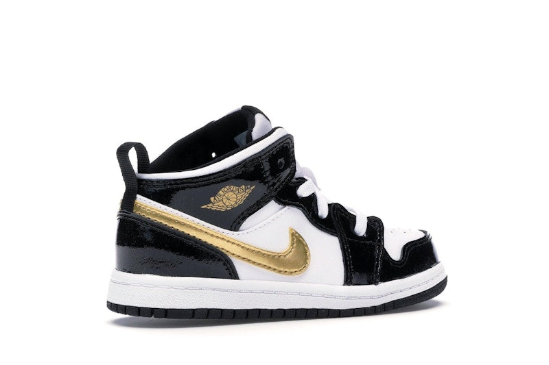 Jordan 1 Mid Patent Black White Gold (TD)