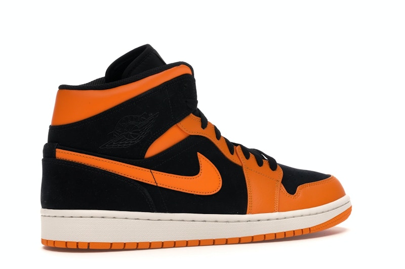 Jordan 1 Mid Black Orange Peel