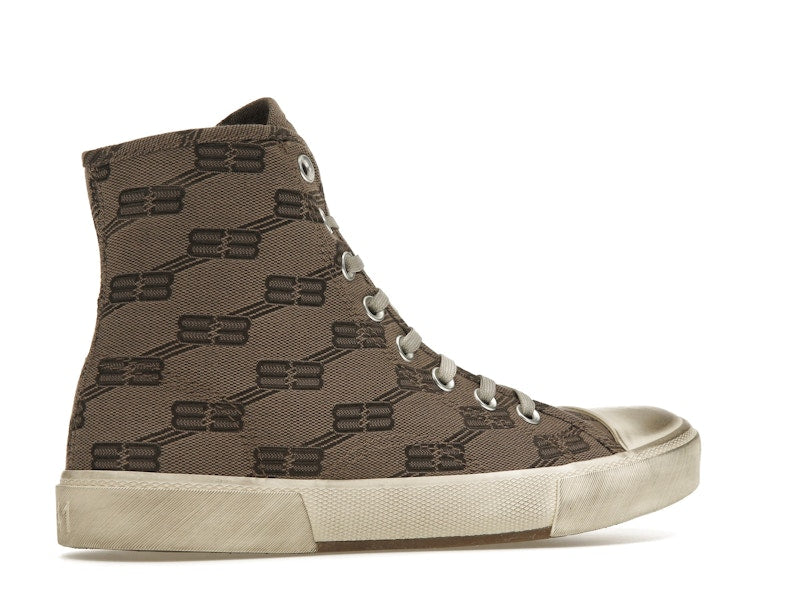 Balenciaga Paris High Top BB Monogram Dark Beige Brown