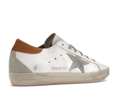 Golden Goose Super-Star White Vacchetta Tan Grey Suede Patch (Women's)