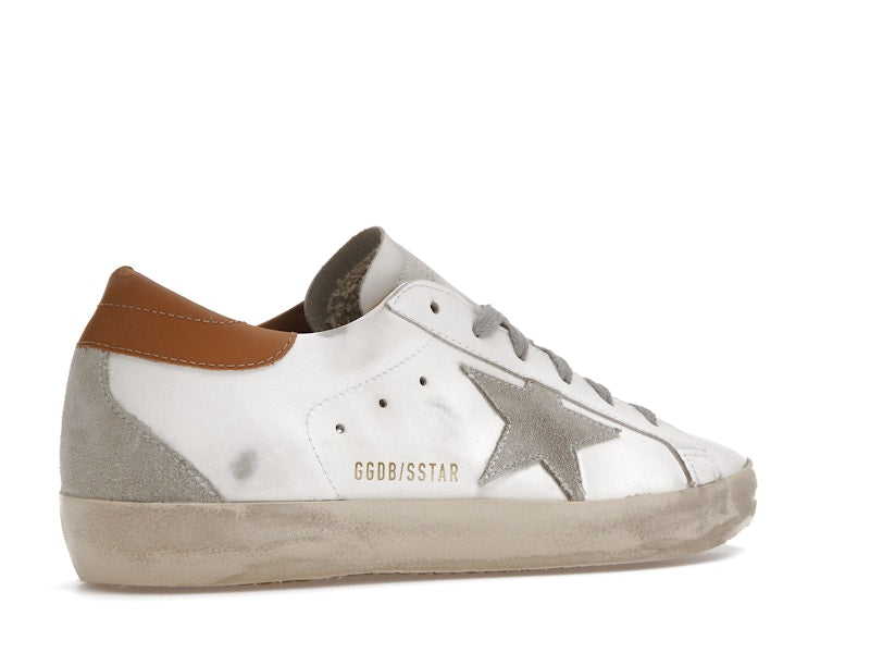 Golden Goose Super-Star White Vacchetta Tan Grey Suede Patch (Women's)