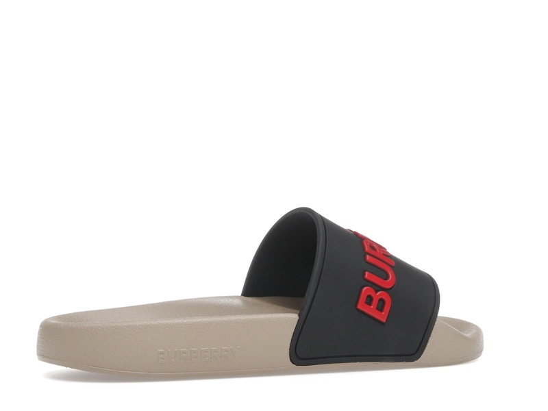 Burberry Embossed Logo Slide Black Red Tan (Women's)