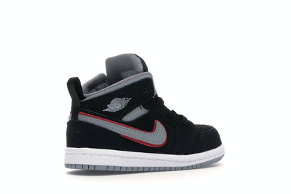 Jordan 1 Mid Black Particle Grey Gym Red (TD)