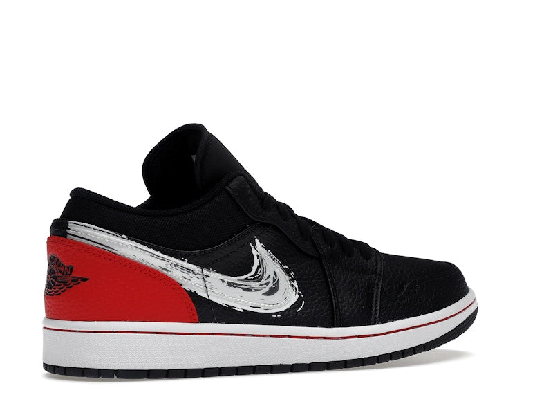 Jordan 1 Low Brushstroke Swoosh Black