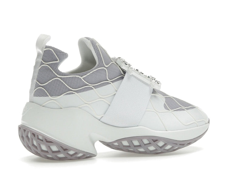 Roger Vivier Viv' Run Fabric White Purple Crystal Buckle (Women's)