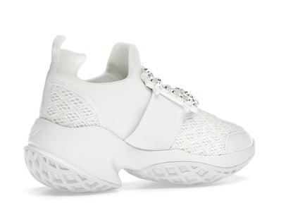 Roger Vivier Viv' Run Fabric White Crystal Buckle (Women's)