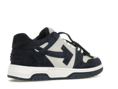 OFF-WHITE Out Of Office OOO Low Tops White Navy Blue Suede