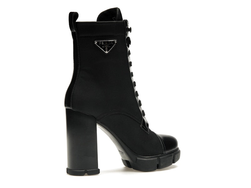 Prada 110 mm Nylon Booties Black Brushed Leather