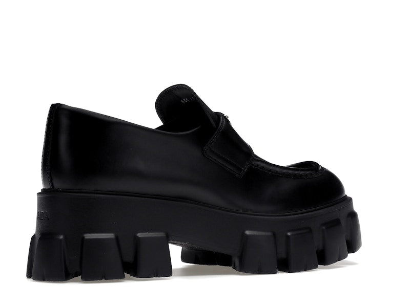 Prada Monolith 55mm Loafer Black Brushed Leather