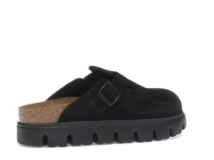 Birkenstock Boston Chunky Suede Black Black Sole (Narrow) (Women's)