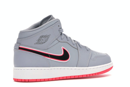 Jordan 1 Mid Wolf Grey Racer Pink Black (GS)