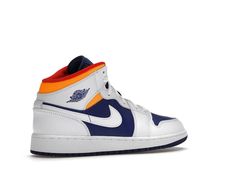 Jordan 1 Mid White Laser Orange Deep Royal Blue (GS)