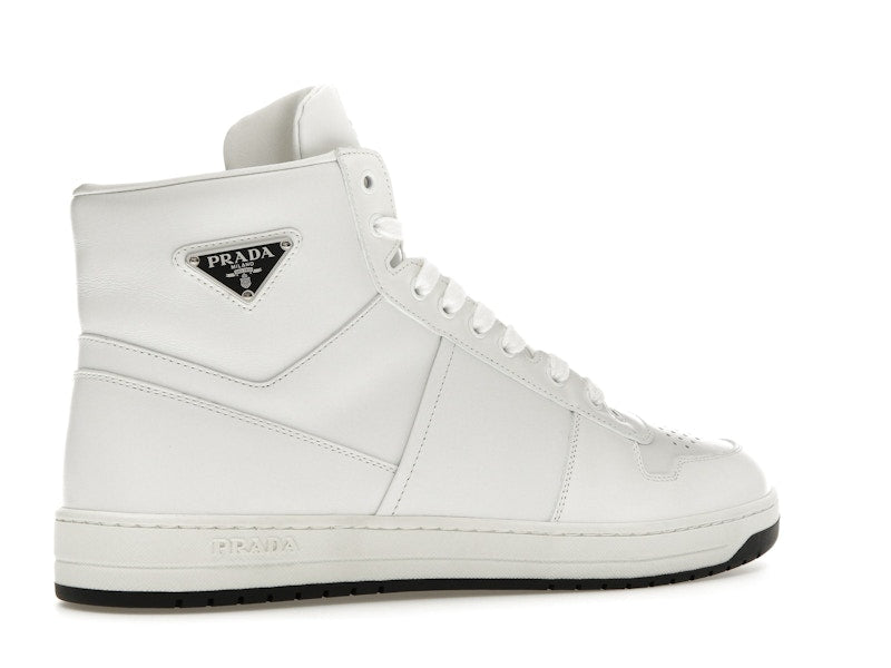 Prada Downtown High Top Sneakers Leather White White Black