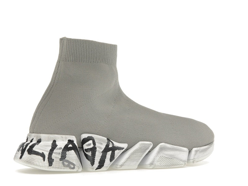 Balenciaga Speed 2.0 Graffiti Recycled Knit Grey White