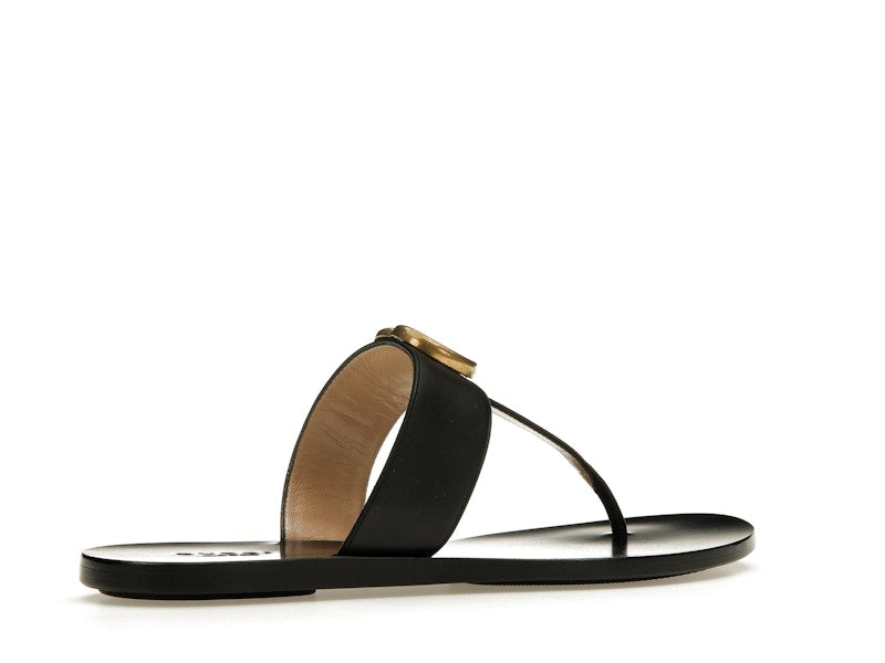 Gucci Double G Thong Sandal Black Leather