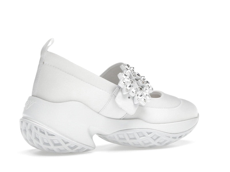 Roger Vivier Viv' Run Babies White Crystal Buckle (Women's)