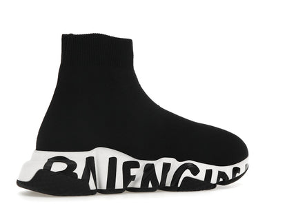 Balenciaga Speed Graffiti Trainers White Black Logo (Women's)