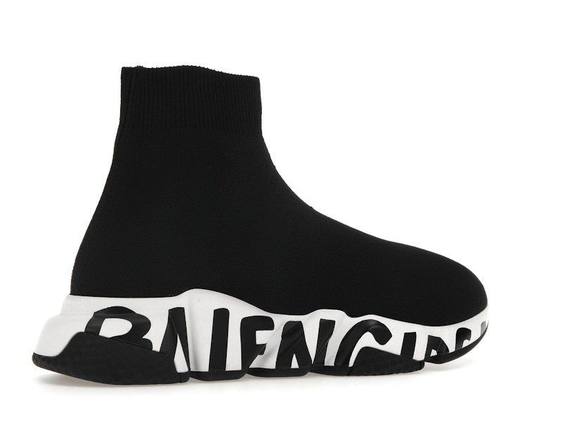 Balenciaga Speed Graffiti Trainers White Black Logo (Women's)