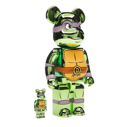 Bearbrick x Teenage Mutant Ninja Turtles Donatello 100% & 400% Set Chrome Ver.