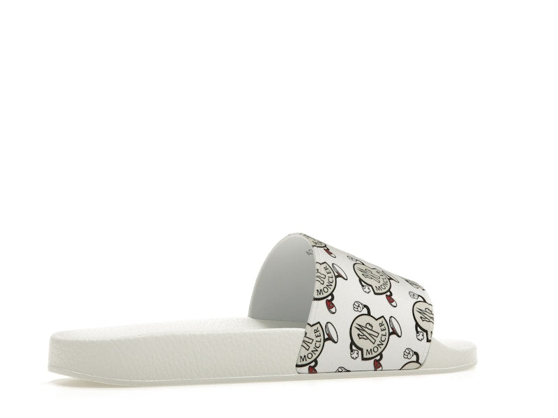 Moncler Basile Slide Logo Print White