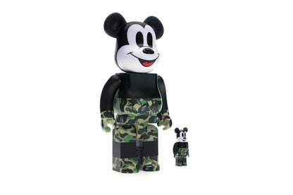Bearbrick BAPE Mickey Mouse 100% & 400% Set Black/Green Camo