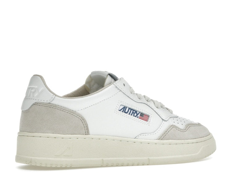 Autry Medalist Leather Low White Beige Suede (Women's)
