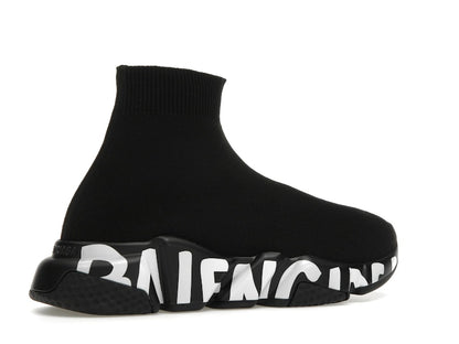 Balenciaga Speed Graffiti Trainers Black White Logo (Women's)