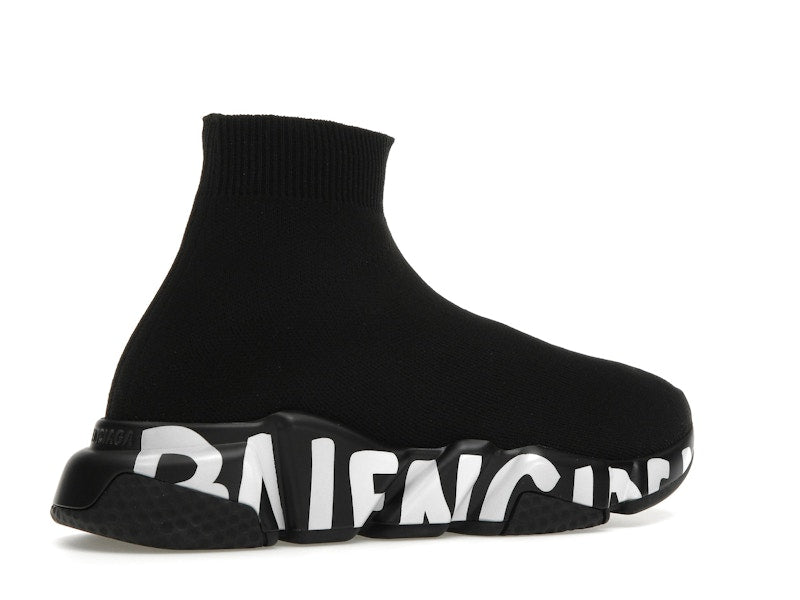 Balenciaga Speed Graffiti Trainers Black White Logo (Women's)