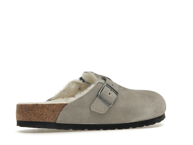 Birkenstock Boston Shearling Suede Stone Coin
