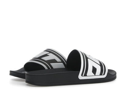 OFF-WHITE Embossed Logo Pool Slides Black White (Women's)