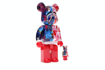 Bearbrick x Bape x Mika Ninagawa Shark 100% & 400% Set Pink