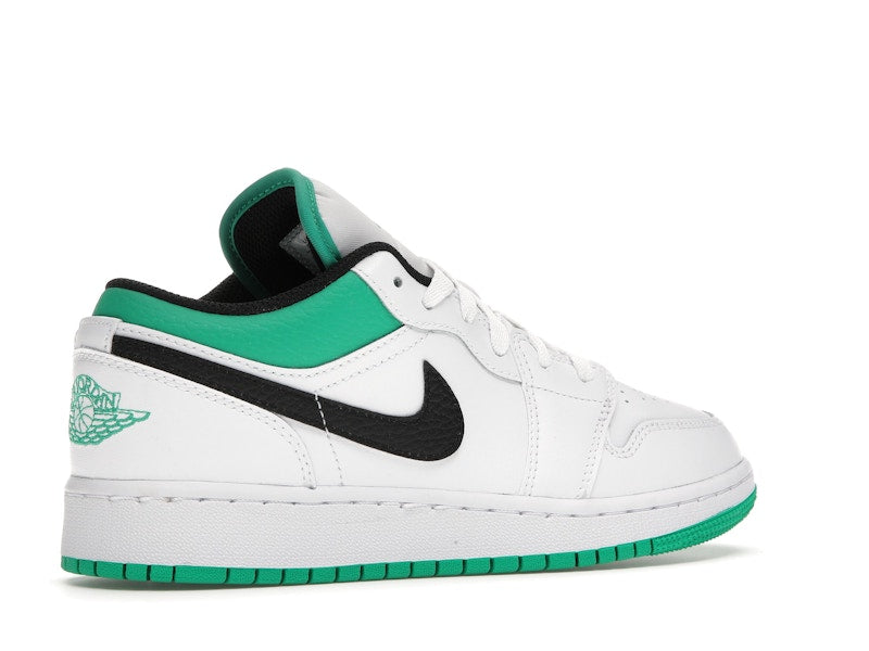 Jordan 1 Low White Lucky Green Tumbled Leather (GS)