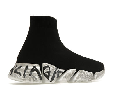 Balenciaga Speed 2.0 Graffiti Recycled Knit Black White