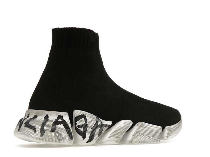 Balenciaga Speed 2.0 Graffiti Recycled Knit Black White