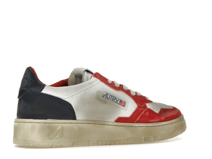 Autry Medalist Leather Low Super Vintage White Blue Red