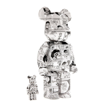 Bearbrick Doraemon (Comic Ver.) 100% & 400% Set Black & White
