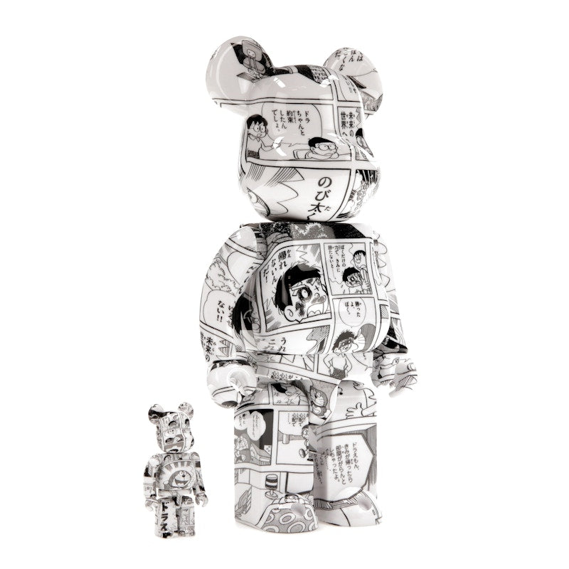 Bearbrick Doraemon (Comic Ver.) 100% & 400% Set Black & White