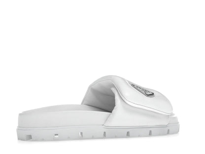 Prada Soft Padded 20mm Slide Sandal White Nappa Leather
