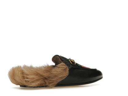 Gucci Floral Embroidered Princetown Mules Black (Women's)