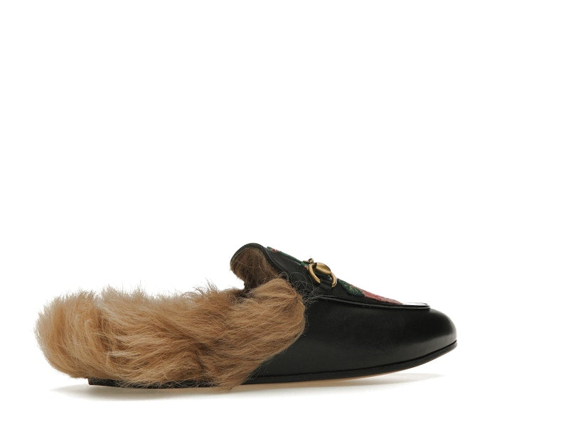 Gucci Floral Embroidered Princetown Mules Black (Women's)
