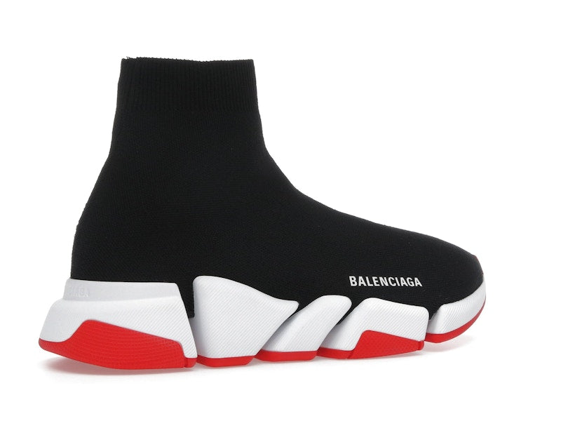 Balenciaga Speed 2.0 Recycled Knit Black White Red Sole