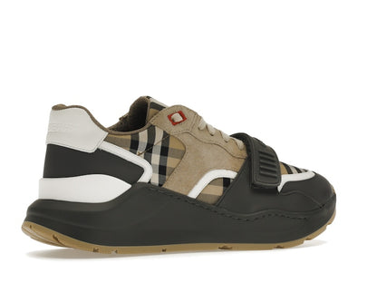 Burberry Ramsey Vintage Check Suede Leather Sneakers Grey Archive Beige
