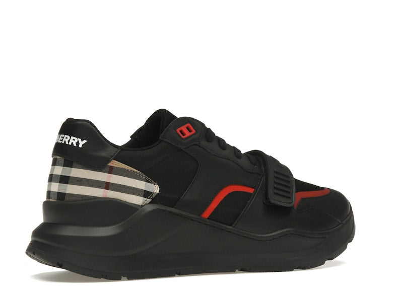 Burberry Check Suede Leather Sneakers Vintage Check-print Black