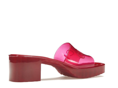 Gucci 60mm Slide Sandal Hibiscus Red Rubber