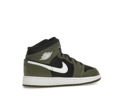 Jordan 1 Mid Black White Olive (GS)