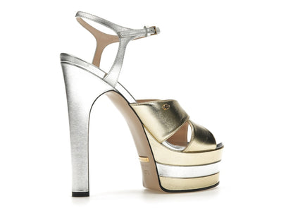 Gucci 135mm Platform Sandal Metallic Leather (Women's)