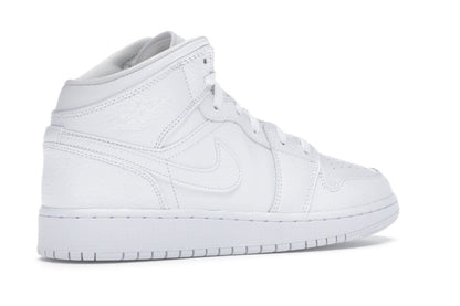 Jordan 1 Mid Triple White Tumbled Leather (GS)