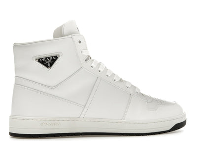 Prada Downtown High Top Sneakers Leather White White Black