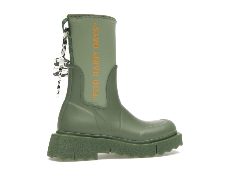OFF-WHITE Zip-tie Rain Boots Green (Women's)